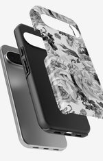 Google Pixel 9 Pro Tough Case – Black & White Bloom - View 3