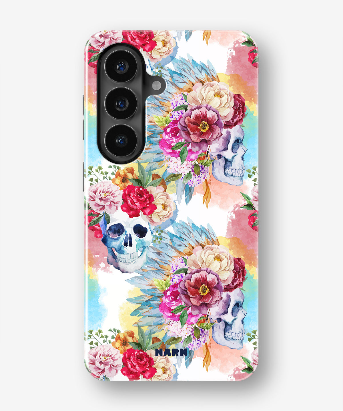 Samsung Galaxy A34 5G Tough Case – Flowered Skulls - View 1