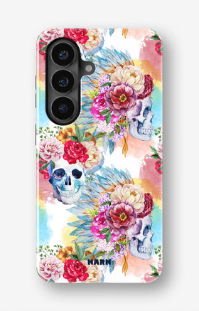 Samsung Galaxy A34 5G Tough Case – Flowered Skulls - View 1