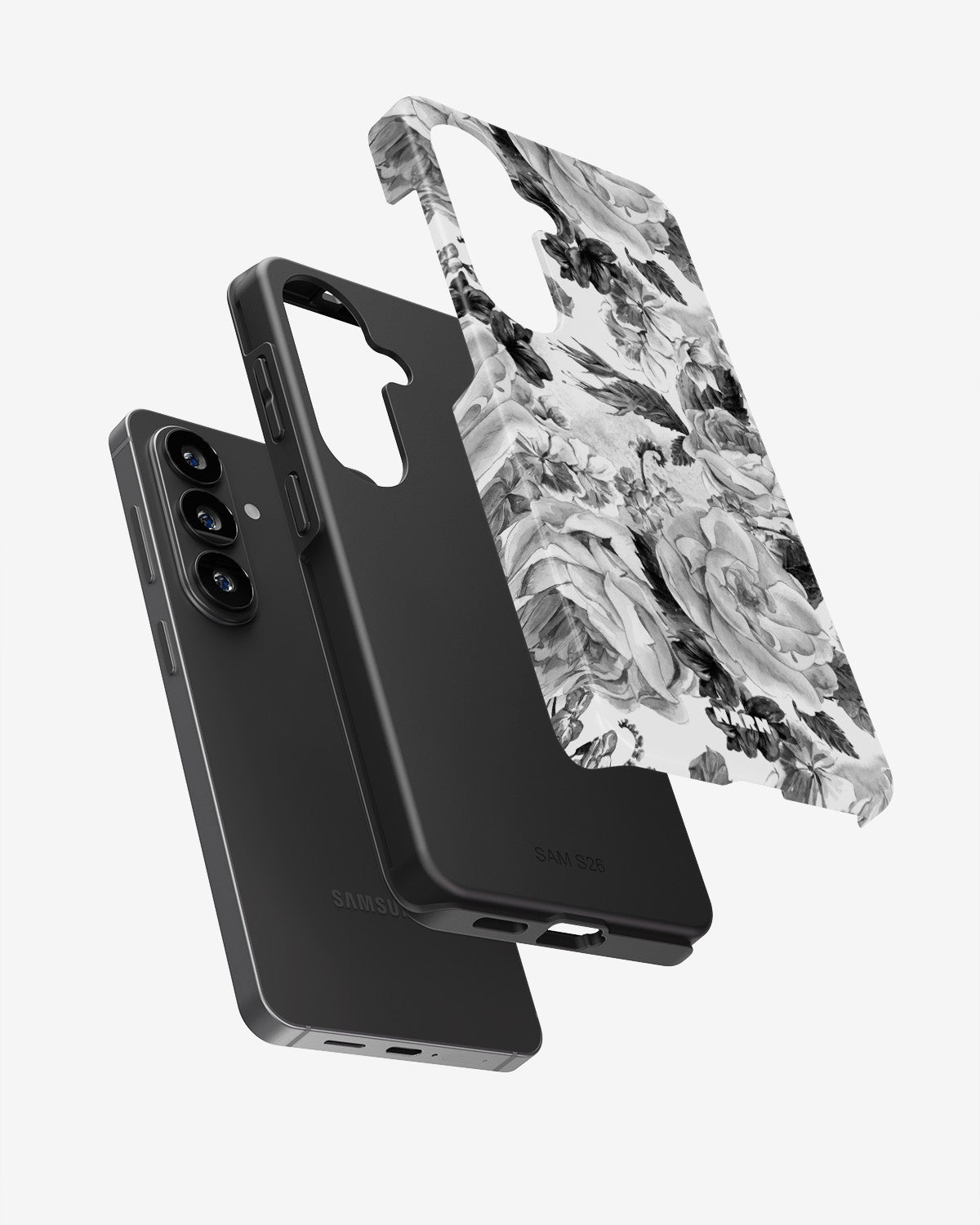 Samsung Galaxy A34 5G Tough Case – Black & White Bloom - View 3