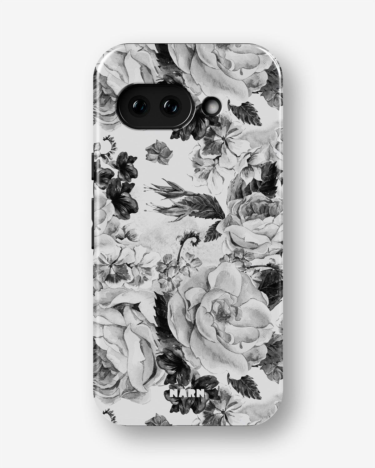 Google Pixel 9a Tough Case – Black & White Bloom - View 1