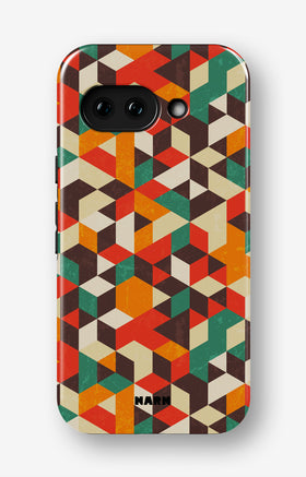 Google Pixel 9a Tough Case – Retro Geometric - View 1