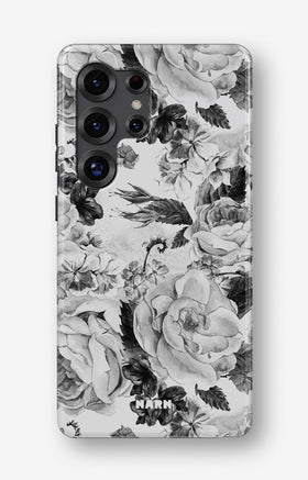 Samsung Galaxy S23 Ultra Tough Case – Black & White Bloom - View 1