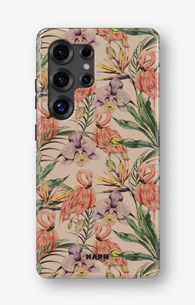 Samsung Galaxy S23 Ultra Tough Case – Flamingos & Flowers - View 1