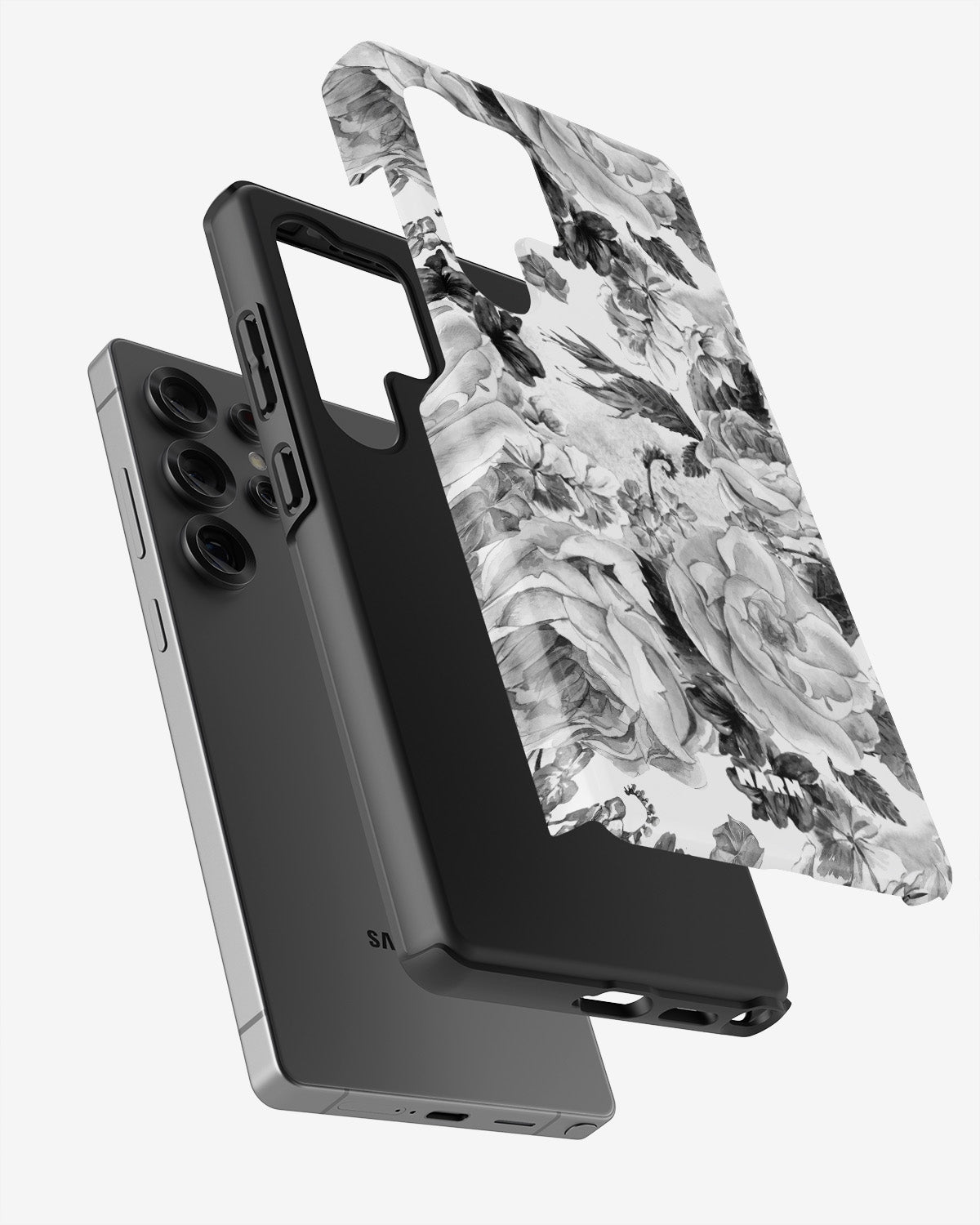Samsung Galaxy S23 Ultra Tough Case – Black & White Bloom - View 2
