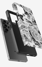 Samsung Galaxy S23 Ultra Tough Case – Black & White Bloom - View 2