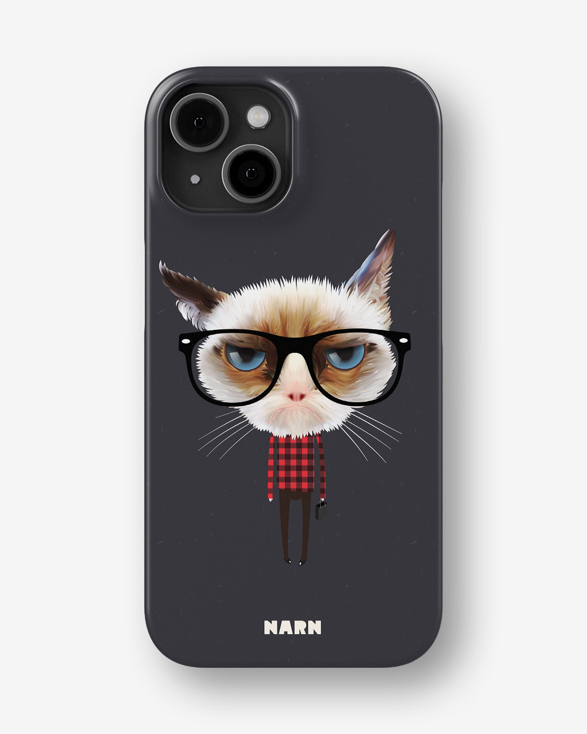 iPhone 15 Slim Case - Hipster Cat - View 1