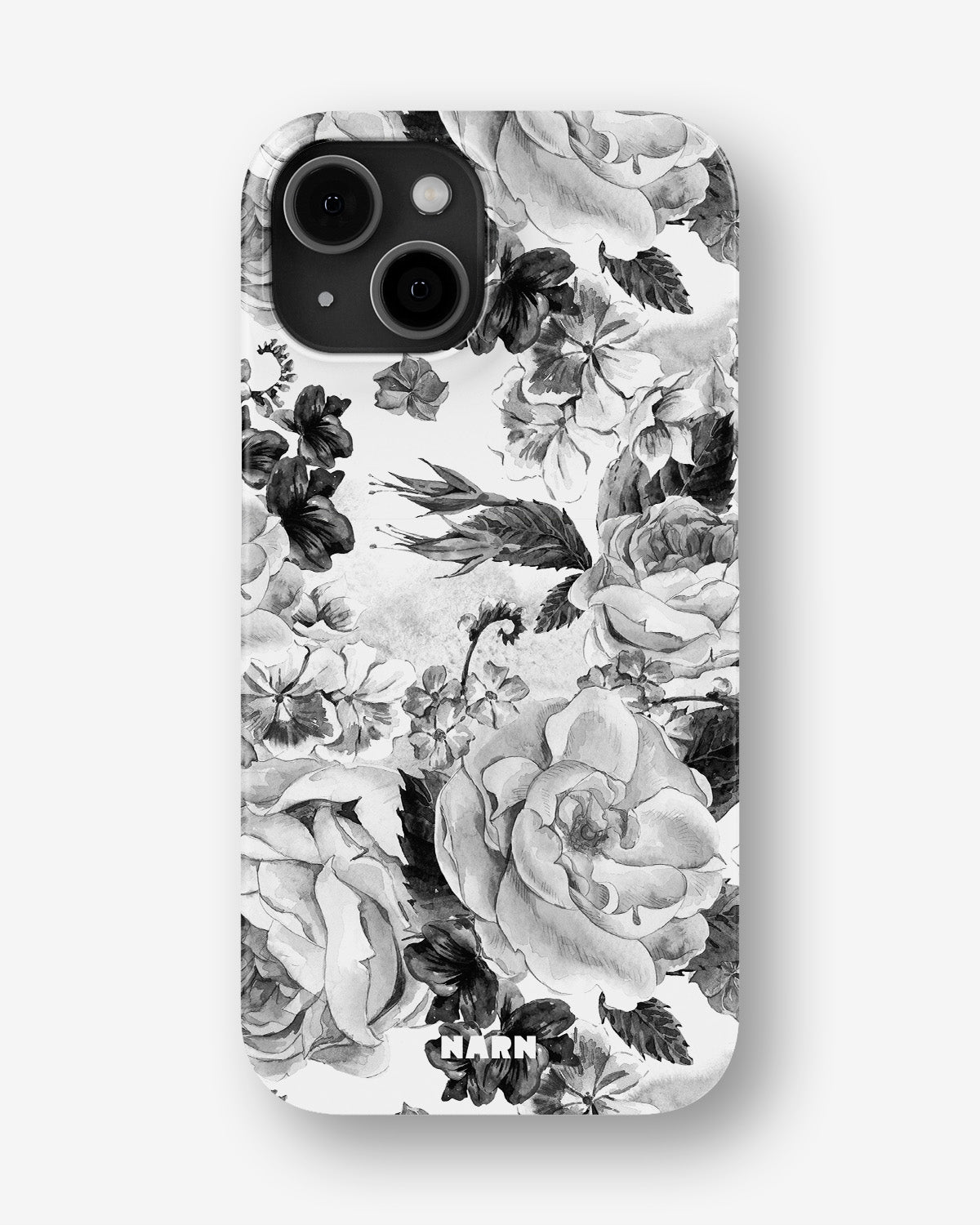 iPhone 13 Slim Case - Black & White Bloom - View 1