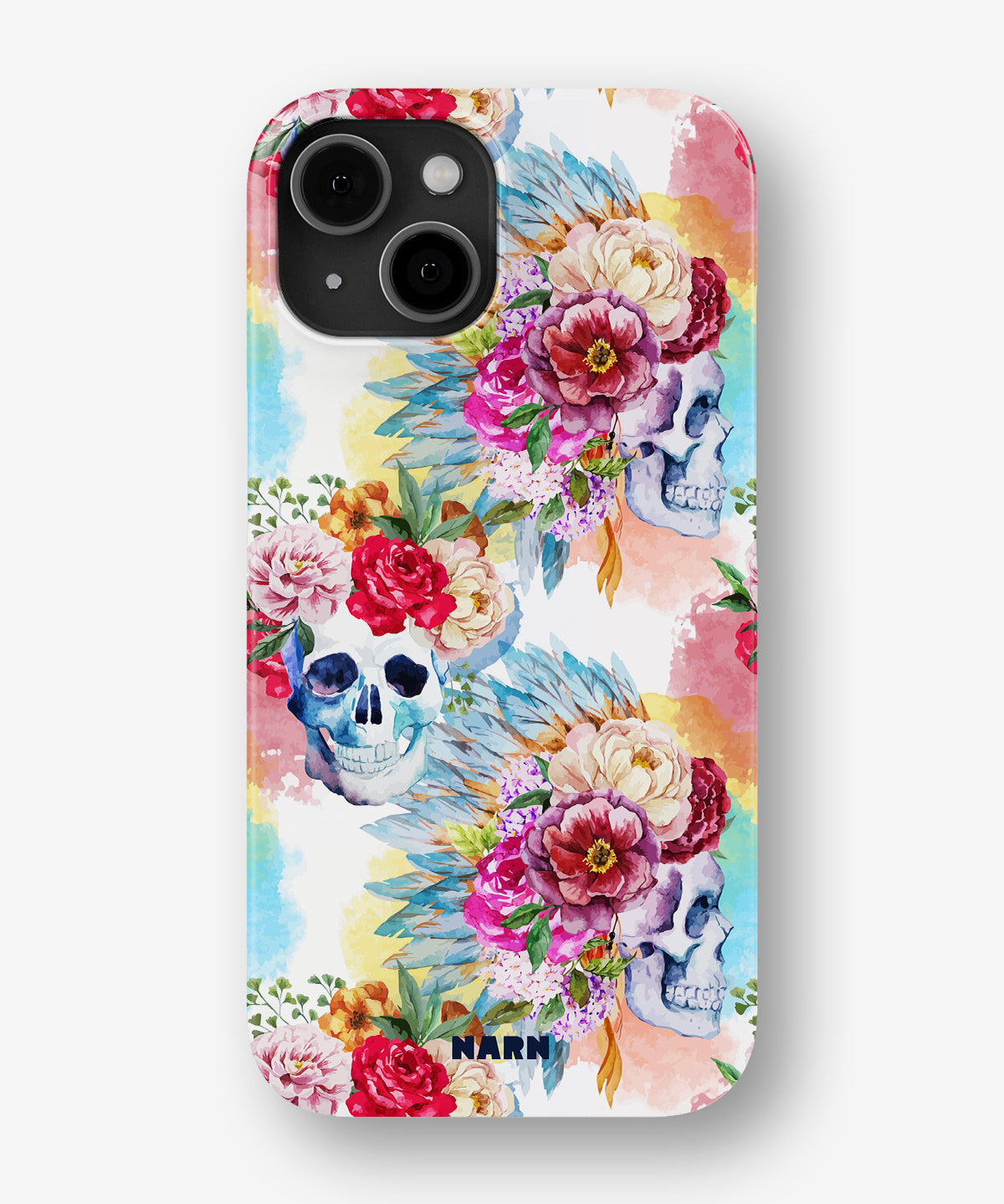 iPhone 13 Mini Slim Case - Flowered Skulls - View 1