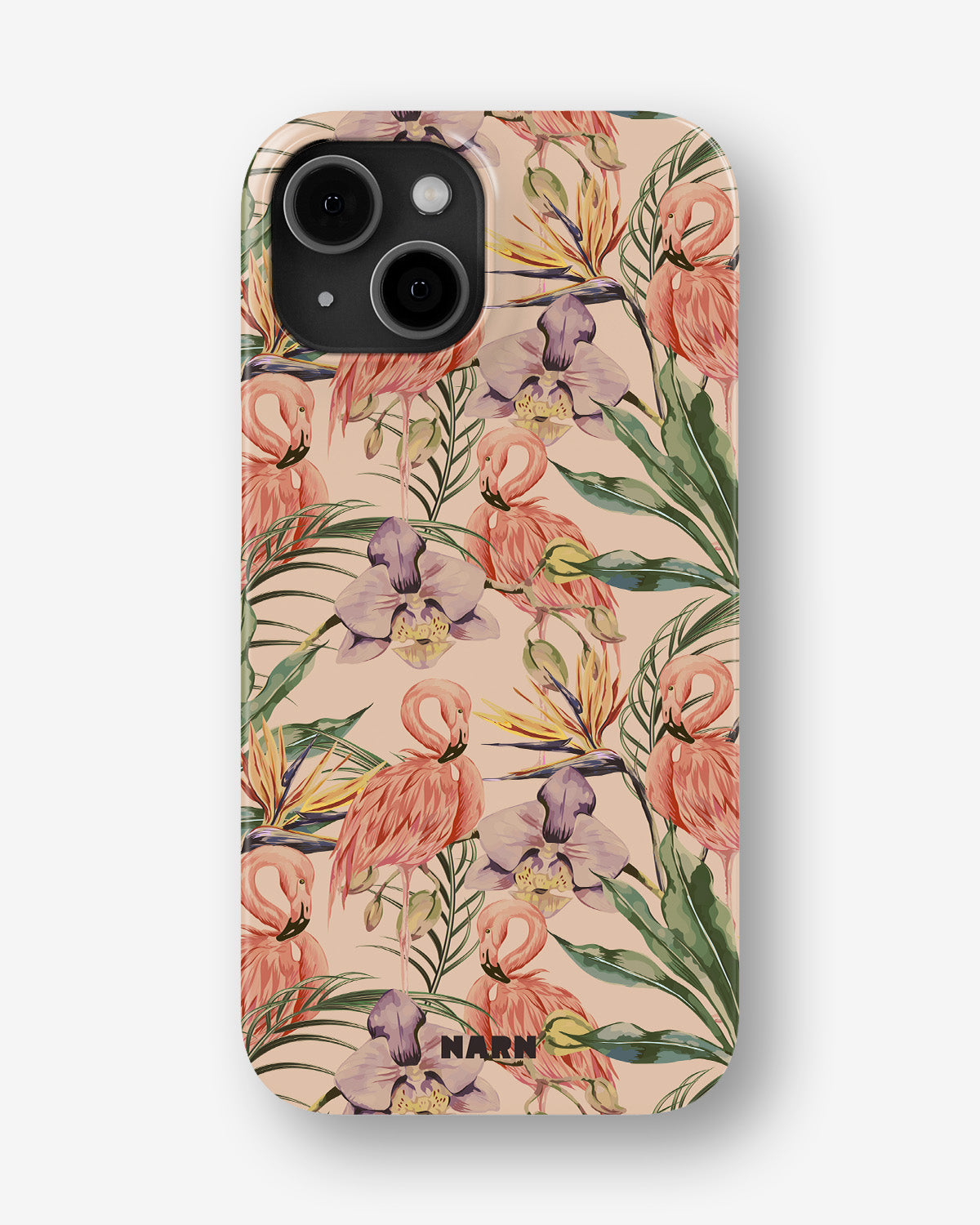 iPhone 13 Mini Slim Case - Flamingos & Flowers - View 1