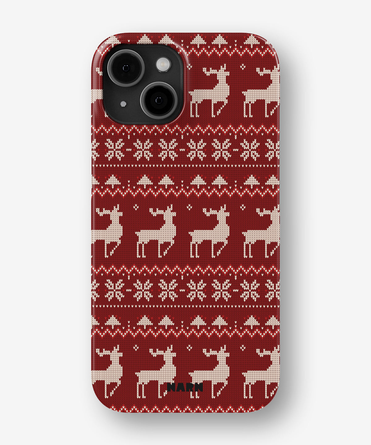 iPhone 13 Mini Slim Case - Reindeer Knit - View 1