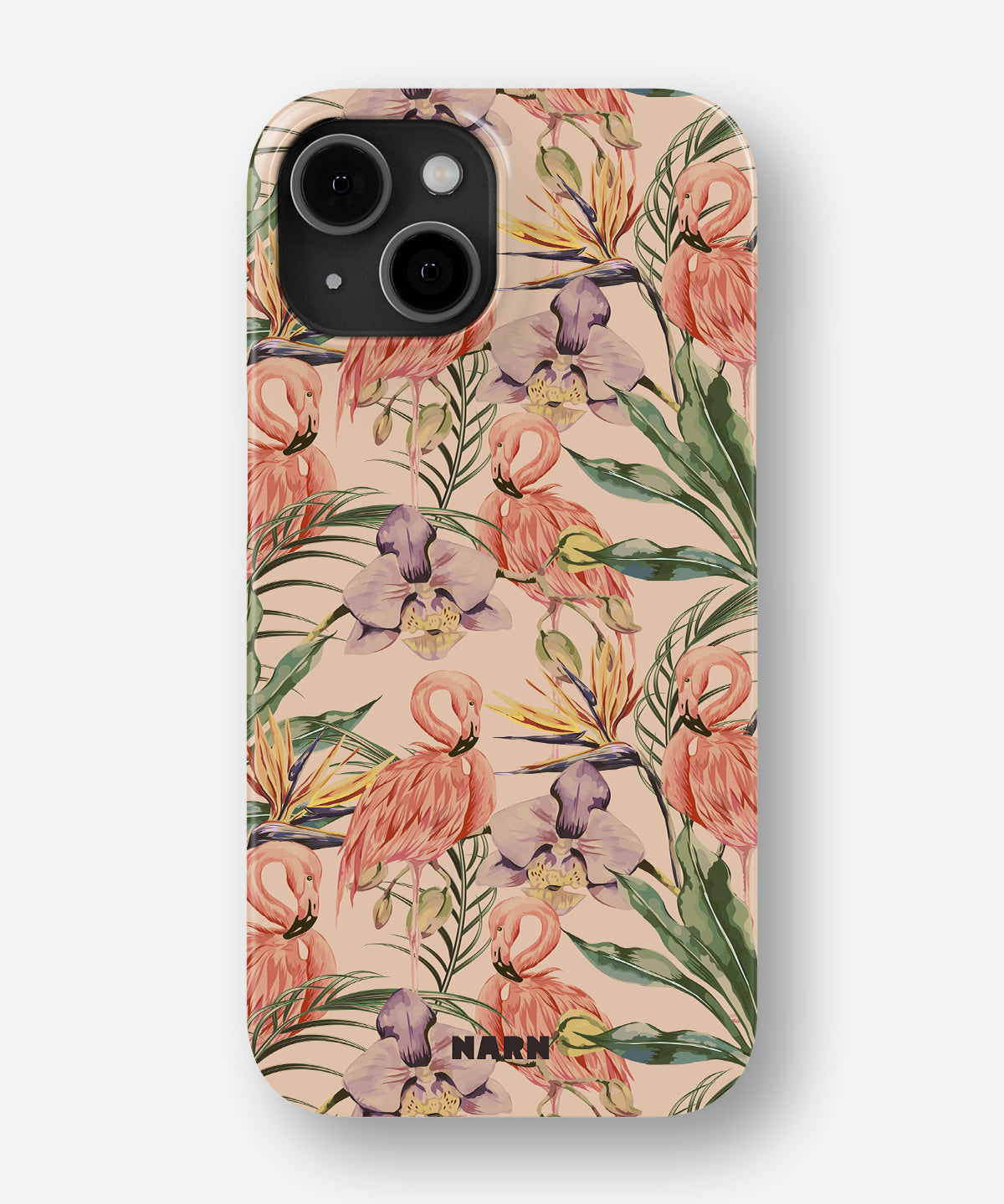 iPhone 12 Pro Max Slim Case - Flamingos & Flowers - View 1