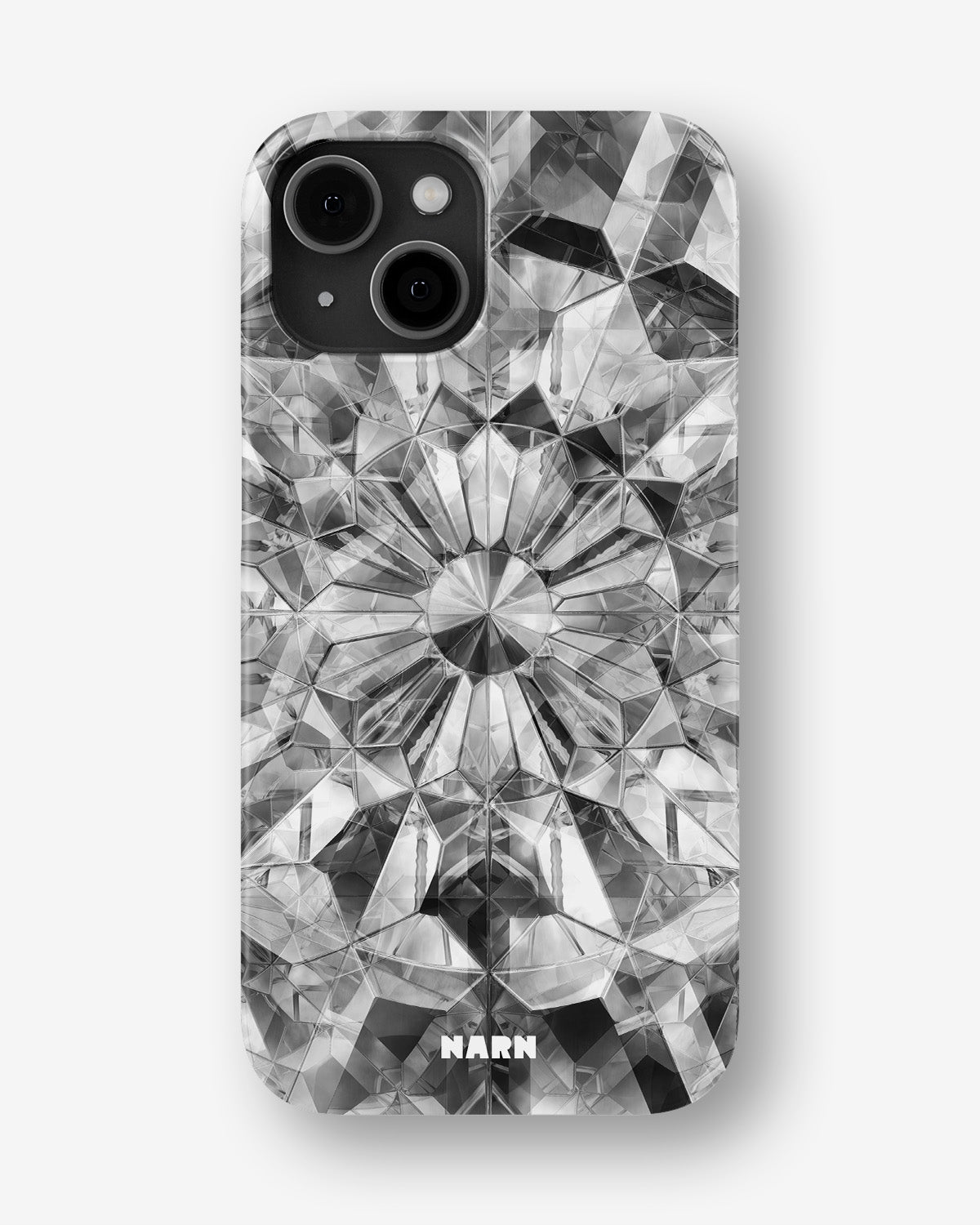 iPhone 15 Plus Slim Case - Grey Crystals - View 1
