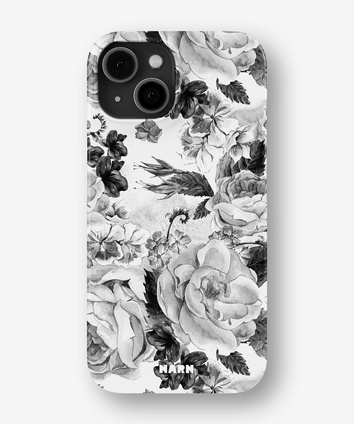 iPhone 15 Plus Slim Case - Black & White Bloom - View 1