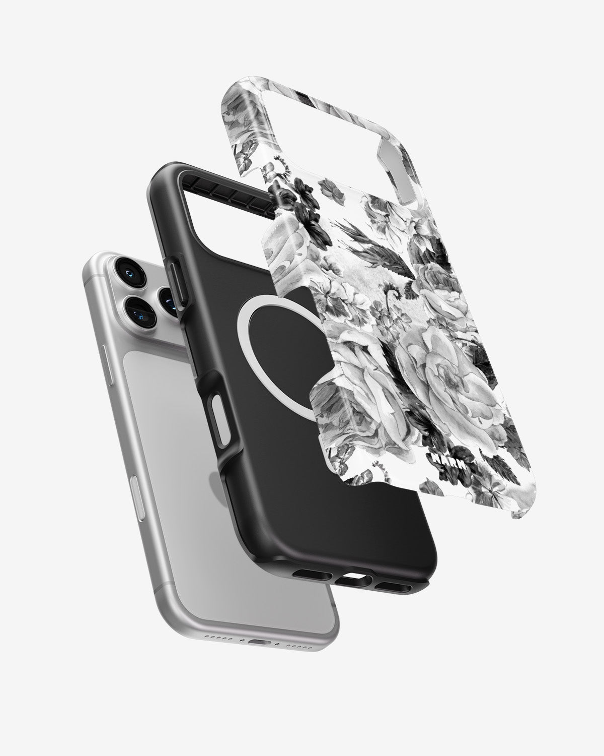 iPhone 18 Pro Max Tough Case – Black & White Bloom - View 2