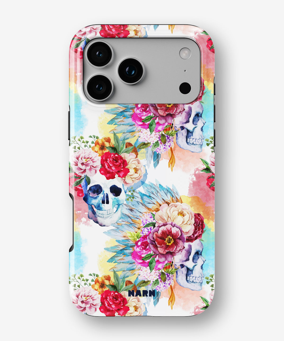 iPhone 18 Pro Tough Case – Flowered Skulls - View 1