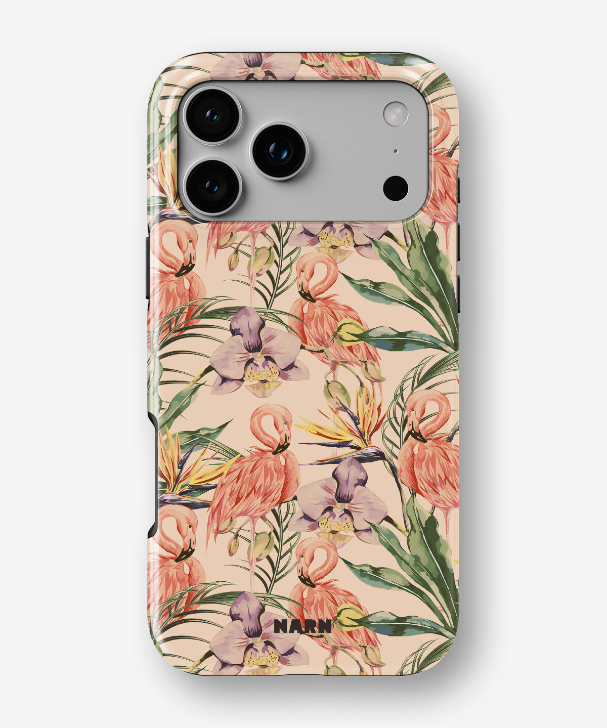 iPhone 18 Pro Tough Case – Flamingos & Flowers - View 1