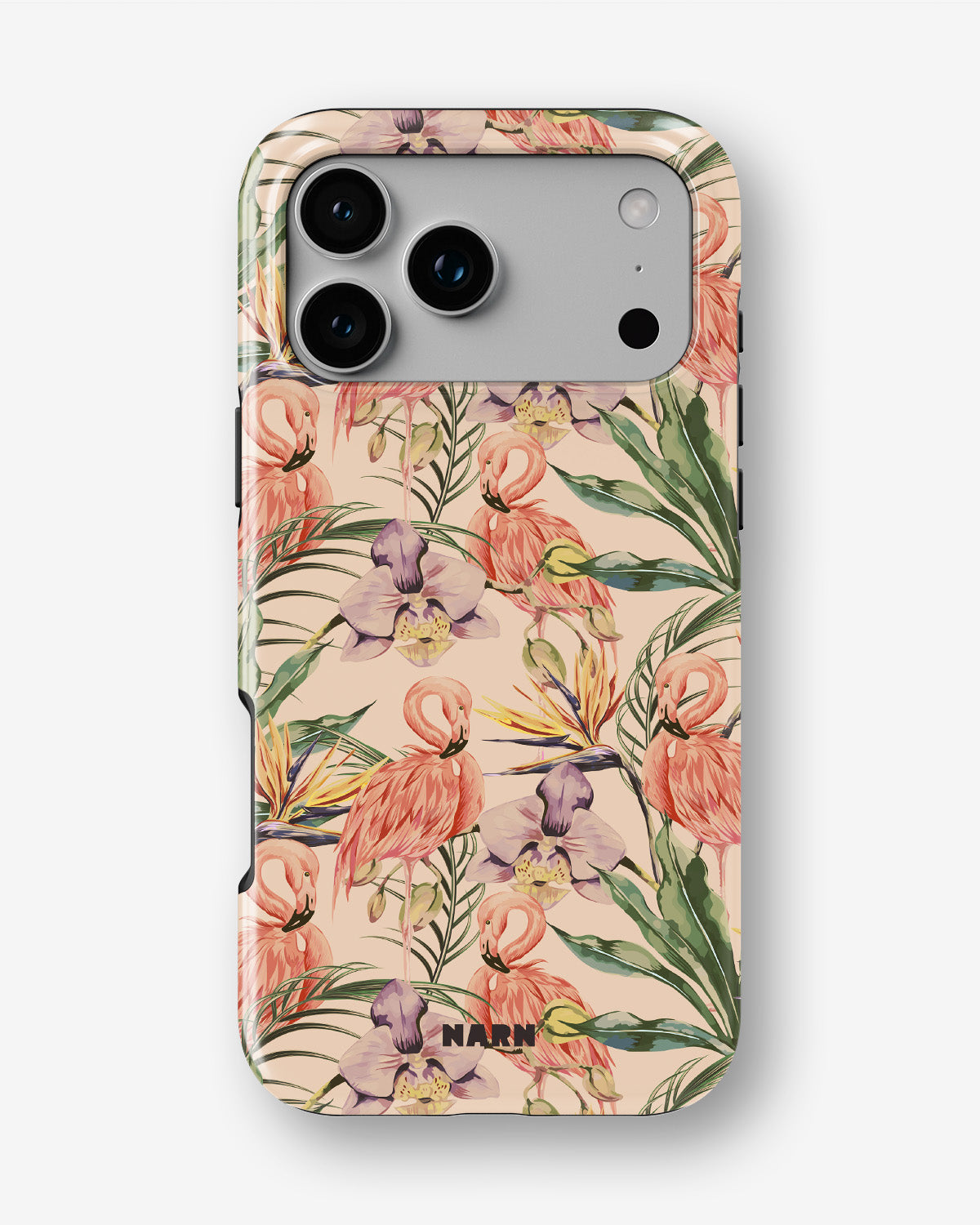 iPhone 18 Pro Tough Case – Flamingos & Flowers - View 1