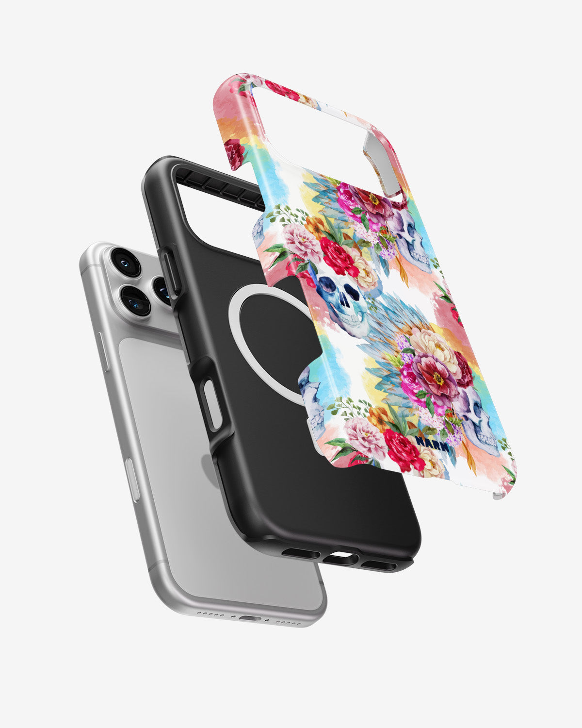 iPhone 18 Pro Tough Case – Flowered Skulls - View 2