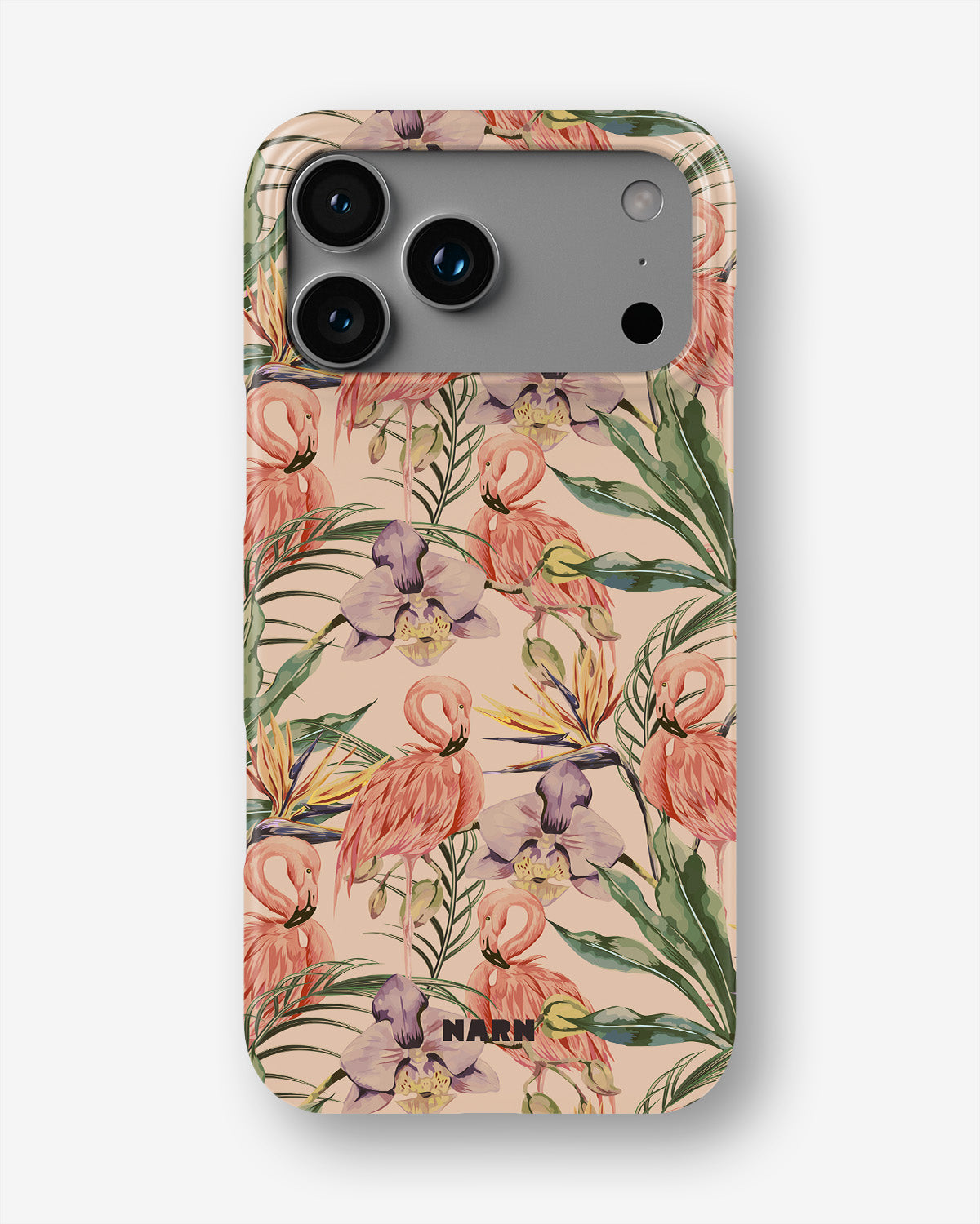 iPhone 18 Pro Slim Case - Flamingos & Flowers - View 1