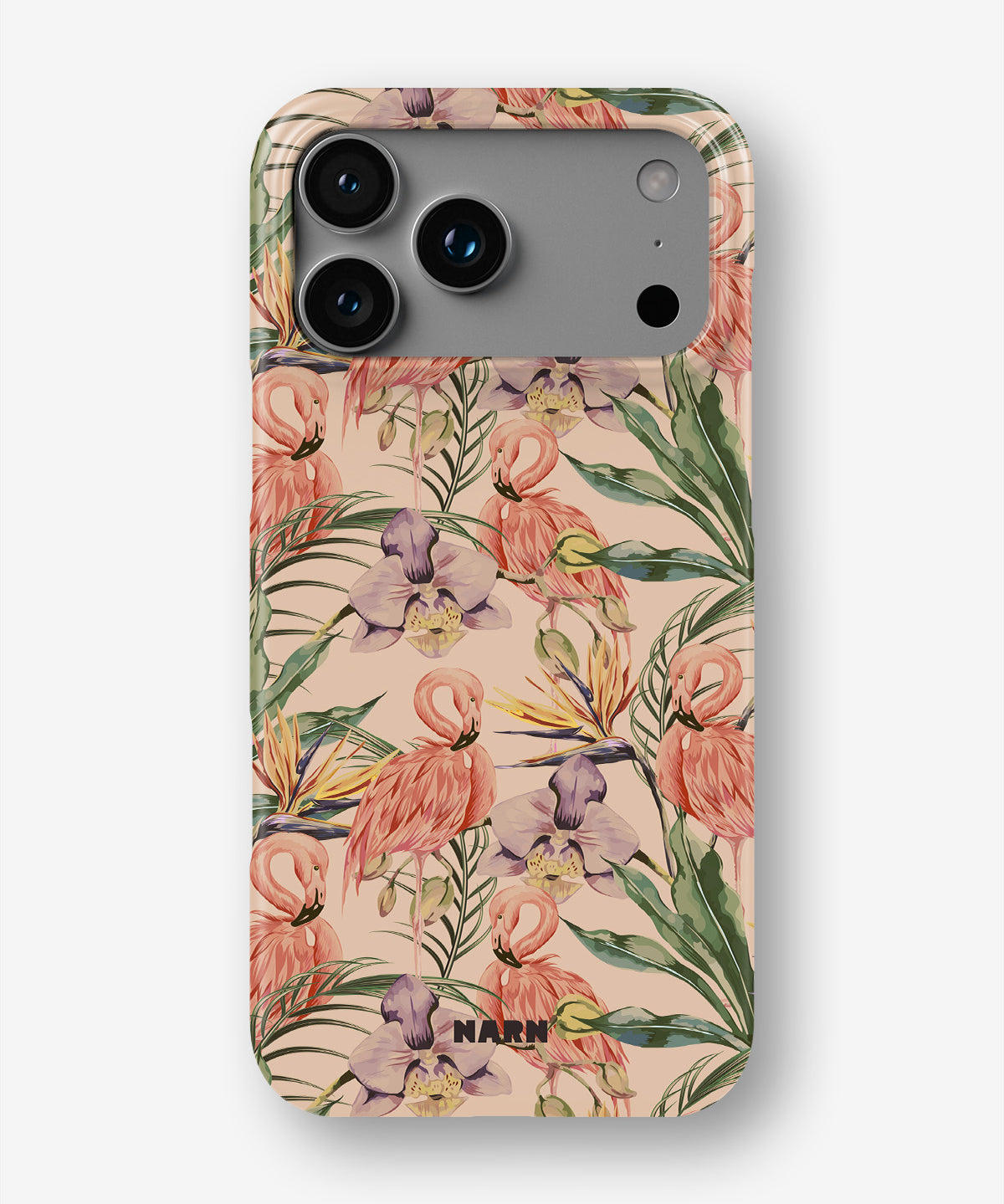 iPhone 18 Pro Max Slim Case - Flamingos & Flowers - View 1