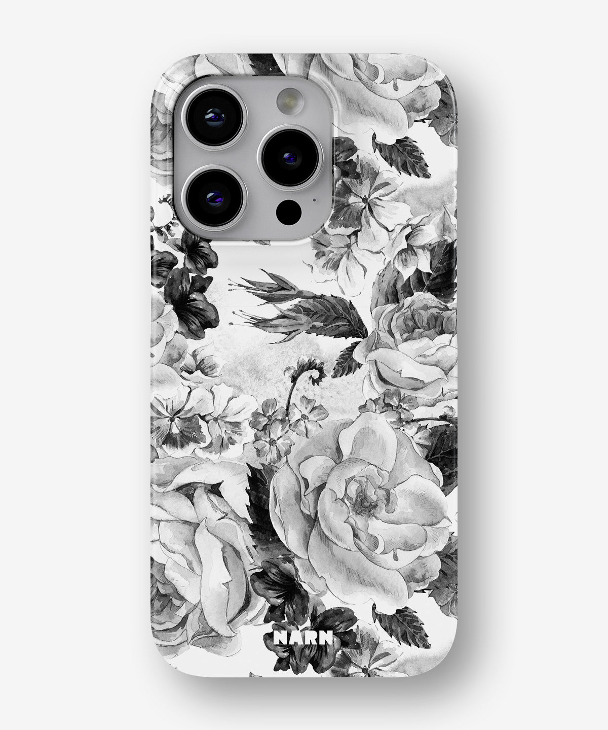 iPhone 14 Pro Slim Case - Black & White Bloom - View 1