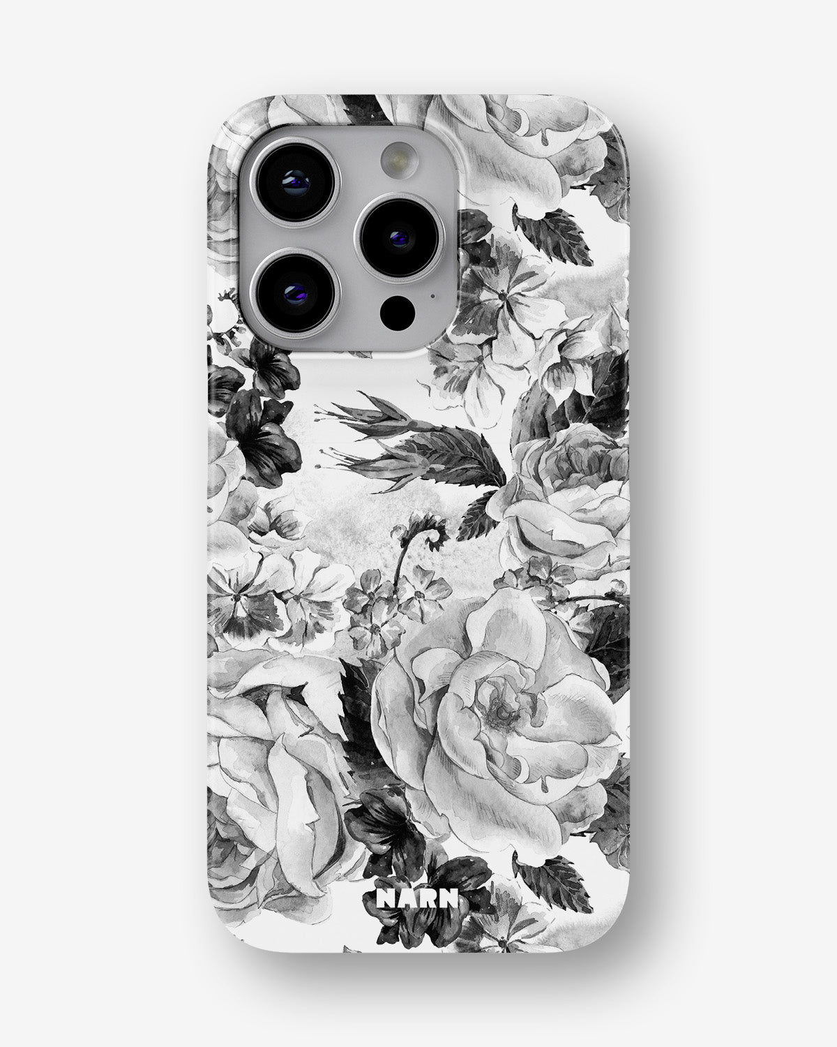 iPhone 13 Pro Slim Case - Black & White Bloom - View 1