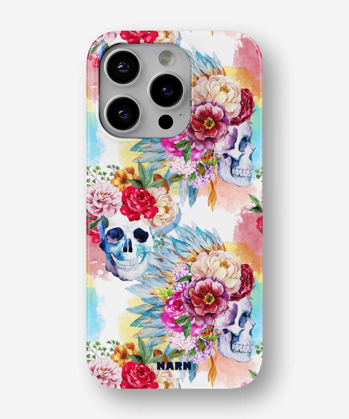 iPhone 13 Pro Max Slim Case - Flowered Skulls - View 1