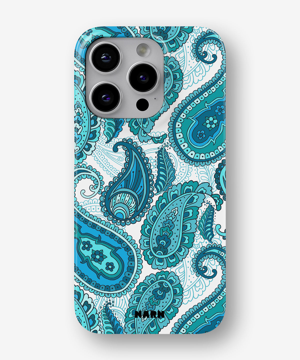 iPhone 13 Pro Max Slim Case - Turquoise Paisley - View 1