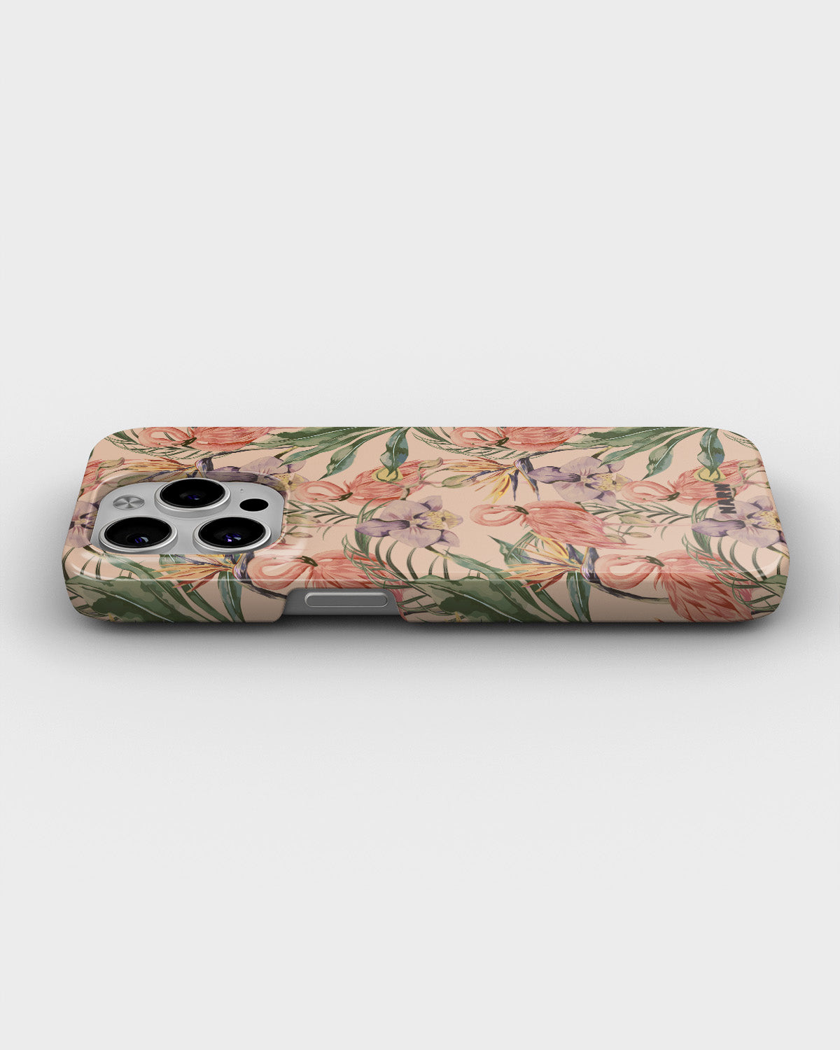 iPhone 13 Pro Max Slim Case - Flamingos & Flowers - View 3