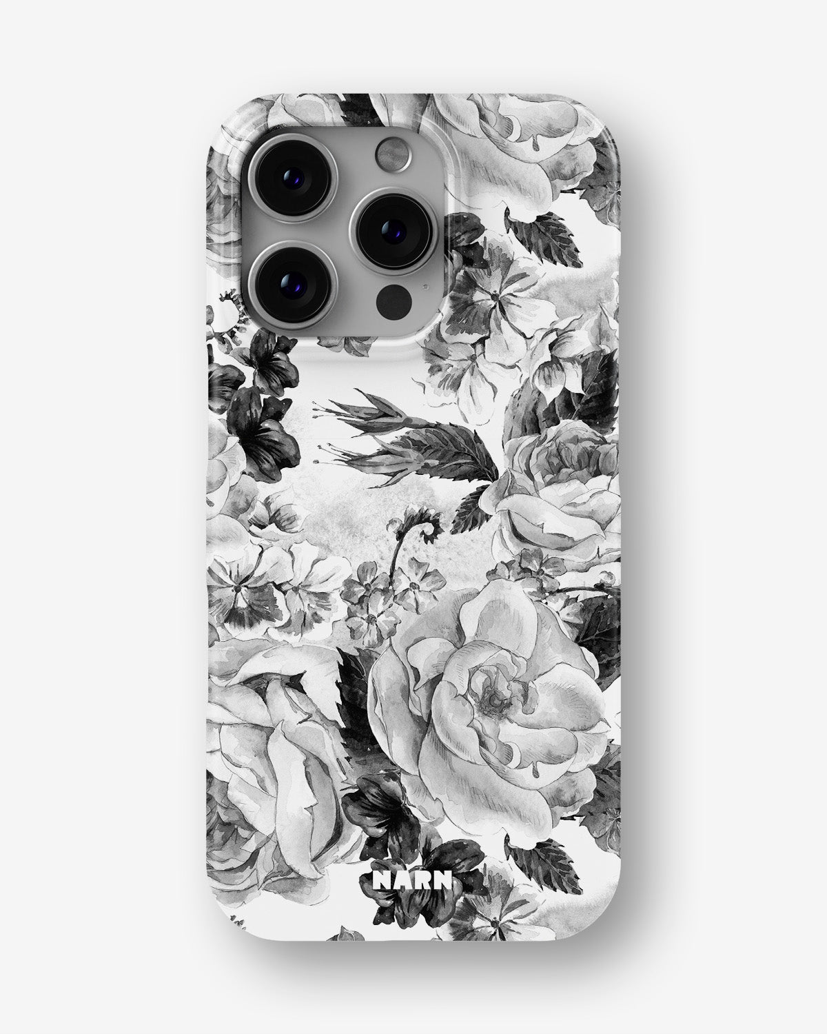 iPhone 16 Pro Slim Case - Black & White Bloom - View 1
