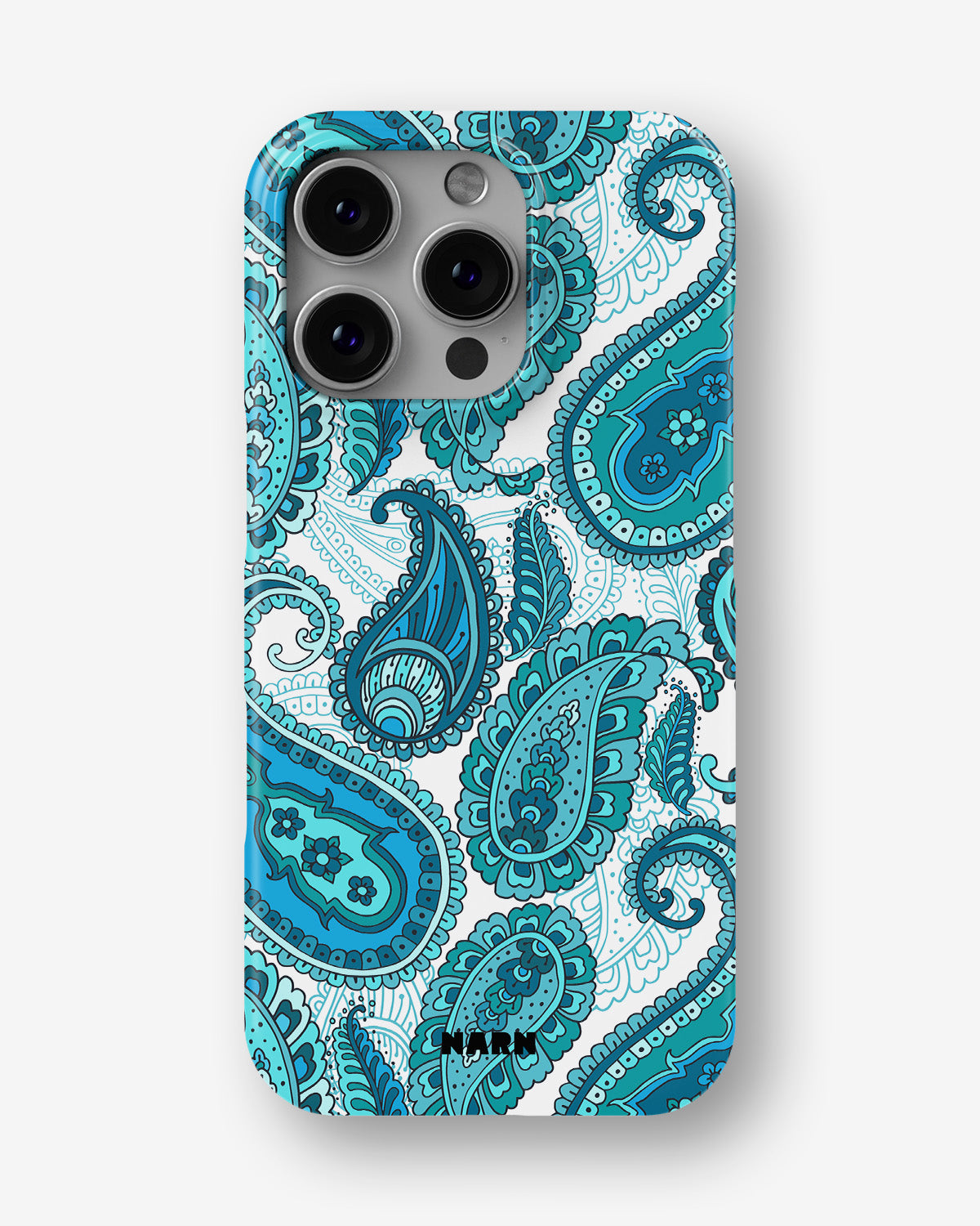 iPhone 16 Pro Slim Case - Turquoise Paisley - View 1