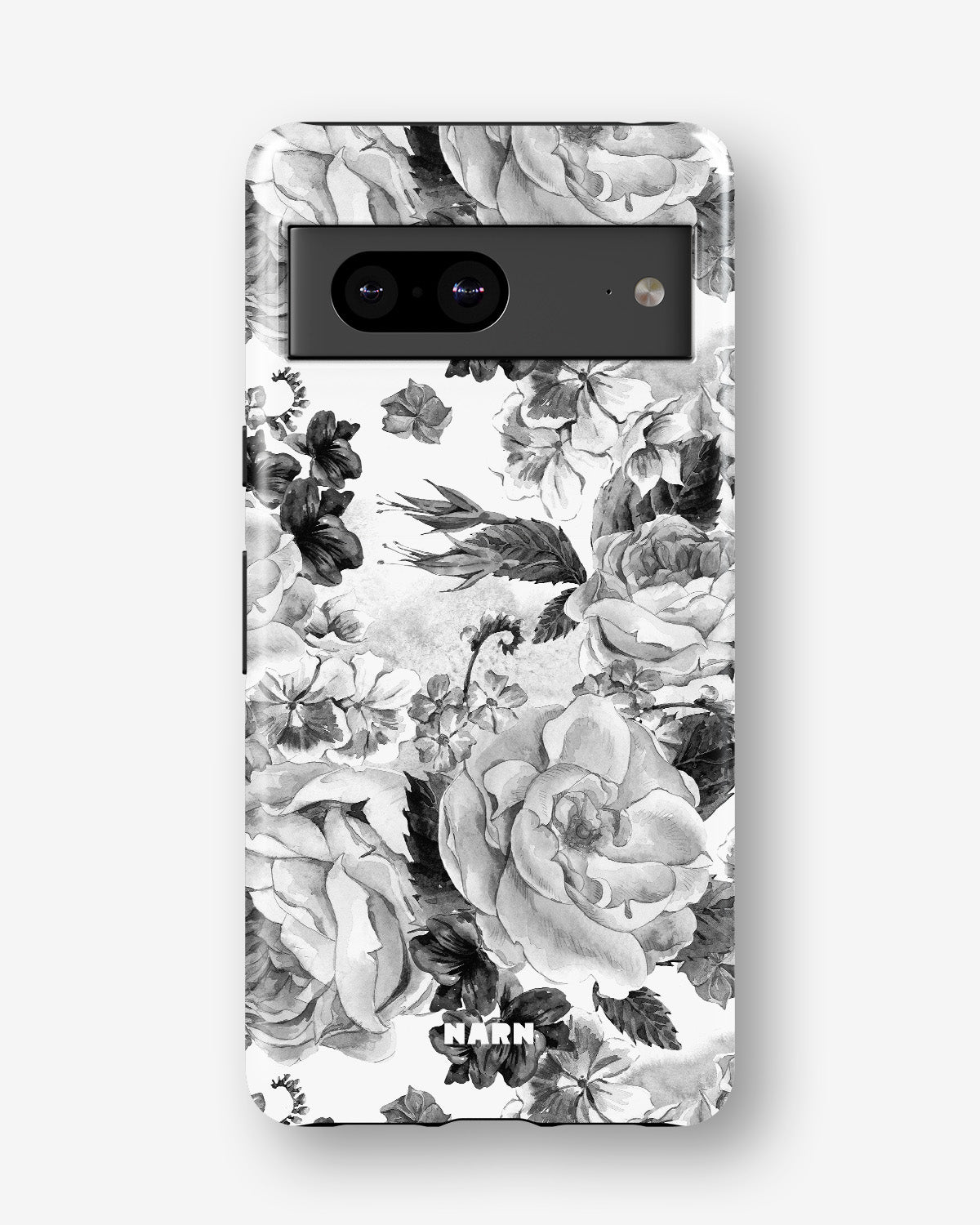 Google Pixel 8 Tough Case – Black & White Bloom - View 1