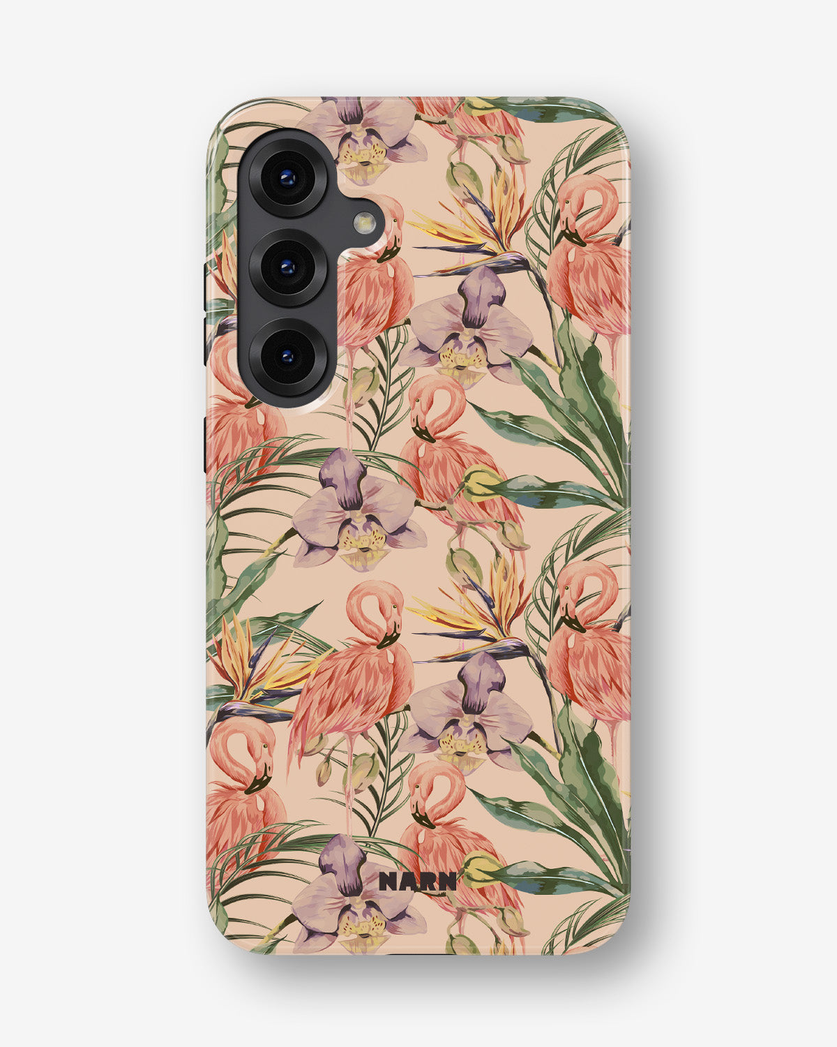 Samsung Galaxy S23 FE Tough Case – Flamingos & Flowers - View 1