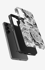 Samsung Galaxy S23 FE Tough Case – Black & White Bloom - View 2