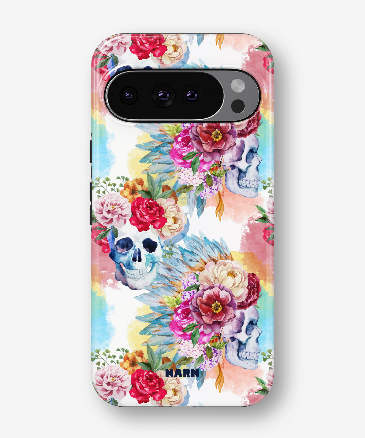 Google Pixel 11 Tough Case – Flowered Skulls - View 1