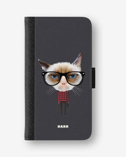 Google Pixel 11 Pro XL Wallet Case - Hipster Cat - View 1