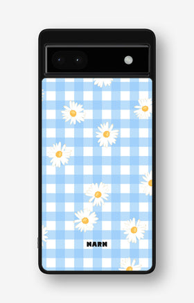 Google Pixel 6a Hard Case – Blue Daisies - View 1