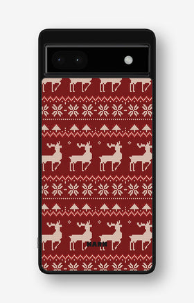 Google Pixel 6a Hard Case – Reindeer Knit - View 1