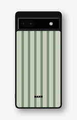Google Pixel 6a Hard Case – Sage Stripes - View 1