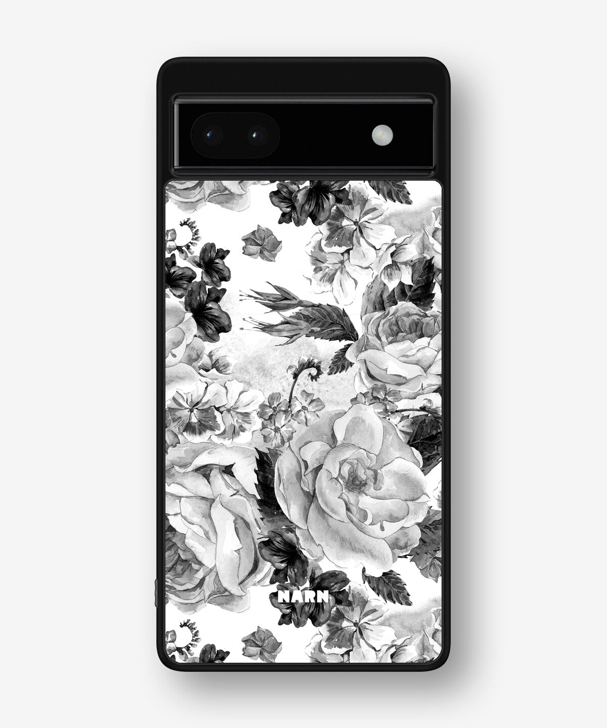 Google Pixel 6a Hard Case – Black & White Bloom - View 1