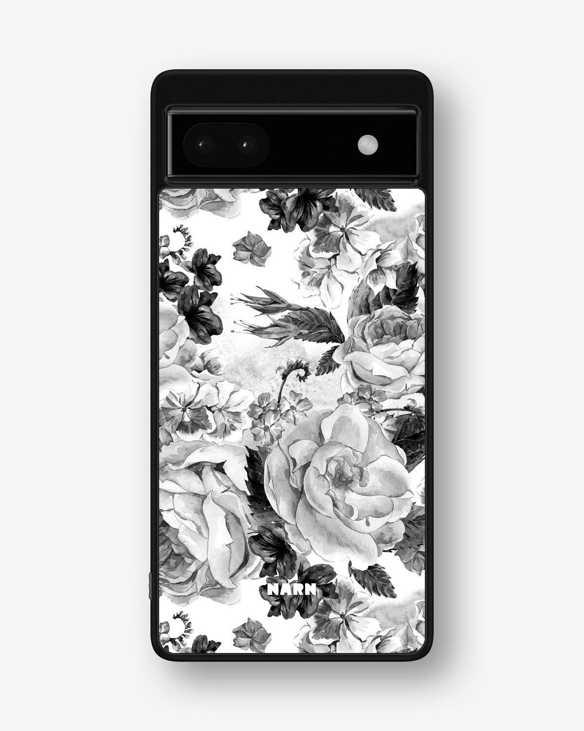 Google Pixel 6a Hard Case – Black & White Bloom - View 1