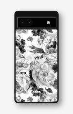 Google Pixel 6a Hard Case – Black & White Bloom - View 1