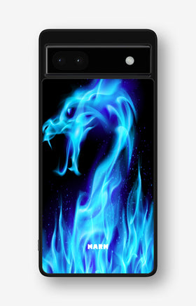 Google Pixel 6a Hard Case – Blue Flames Dragon - View 1
