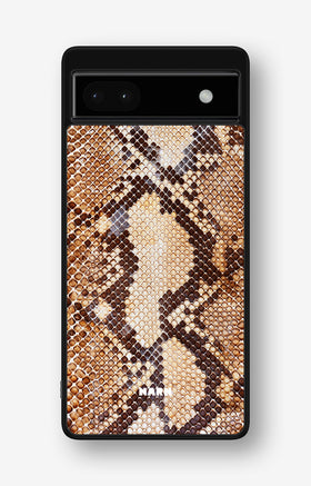 Google Pixel 6a Hard Case – Brown Snakeskin - View 1