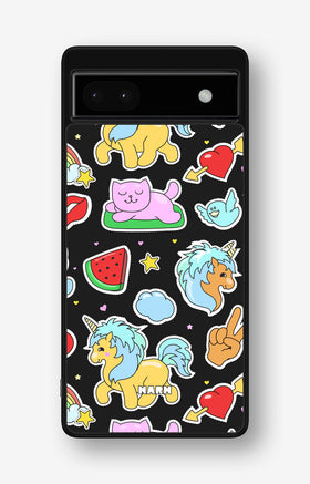 Google Pixel 6a Hard Case – Cute Stickers - View 1
