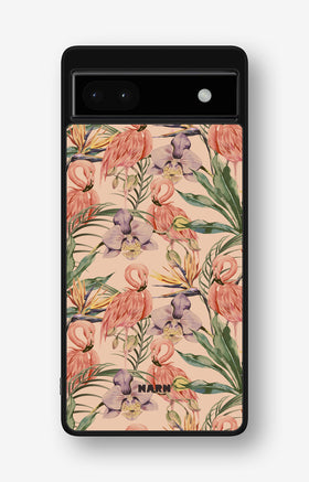 Google Pixel 6a Hard Case – Flamingos & Flowers - View 1