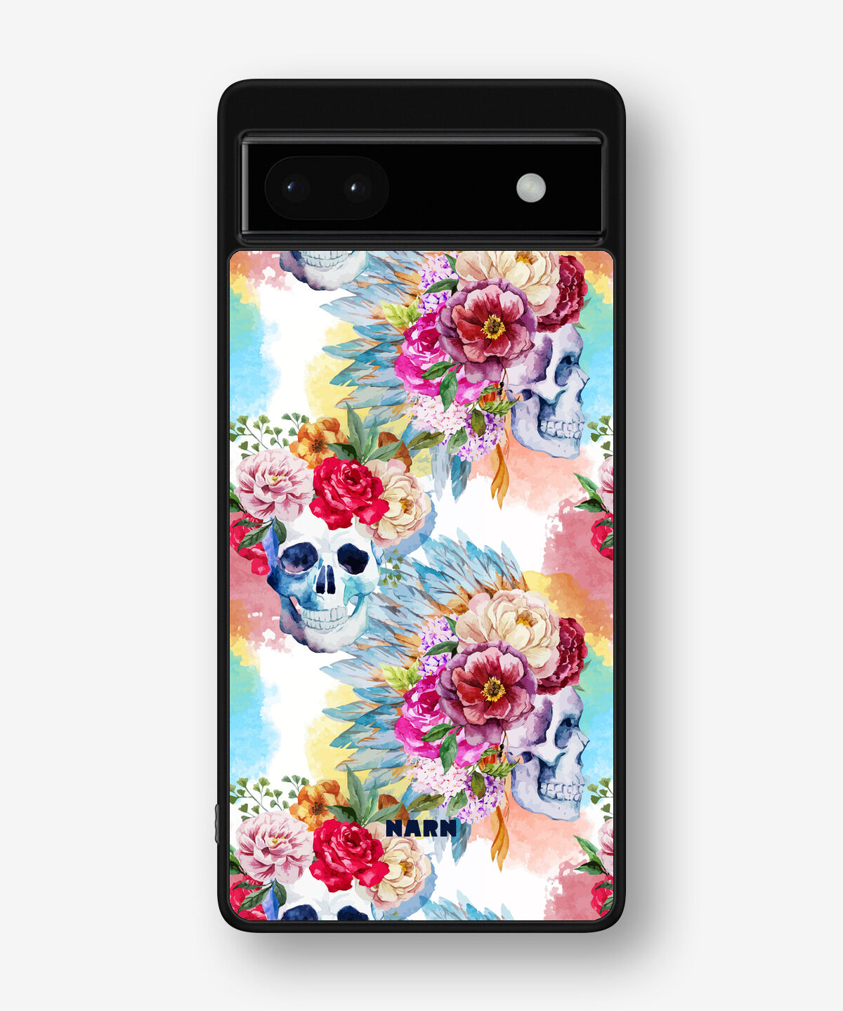 Google Pixel 6a Hard Case – Flowered Skulls - View 1