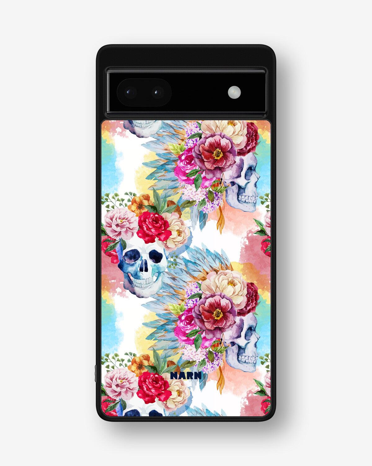Google Pixel 6a Hard Case – Flowered Skulls - View 1