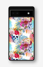 Google Pixel 6a Hard Case – Flowered Skulls - View 1